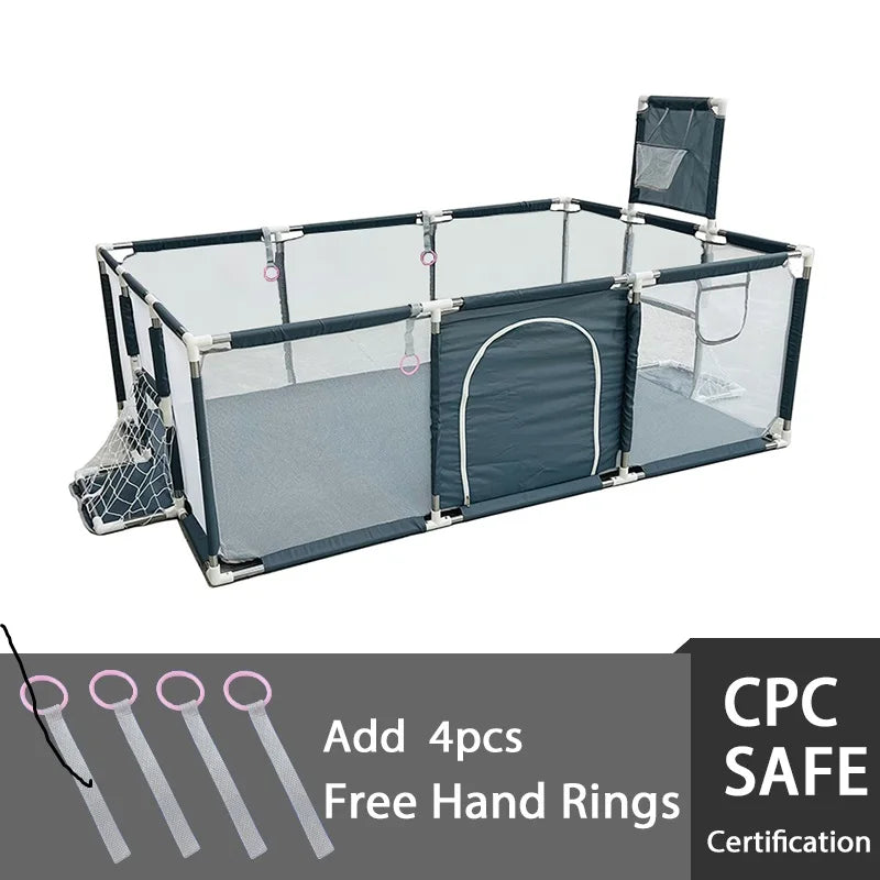 Large Nova Mart baby playpen with soft padding and ball pool for kids, providing a safe and comfortable play area