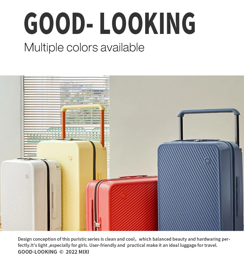 Nova Mart Mixi Wide Handle Hardside Suitcase in patent design, featuring a spacious luggage with a sturdy handle.