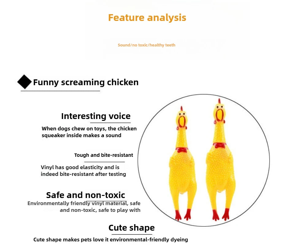 Squeaky Screaming Chicken Pet Toy Funny Molar Chew Rubber Toy Small Large DogPet Squeaker Chew Toys Funny Chicken Puppy1pcs - Image 3