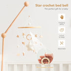 Wooden crochet stars baby crib mobile with bell and rattle toy, Nova Mart baby toy for soothing and entertainment.
