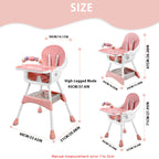 Portable Nova Mart convertible baby high chair with toy rack and double dinner plates, suitable for feeding and play.