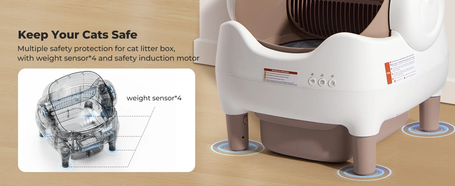 Self Cleaning Litter Box, Automatic Cat Litter Box with APP Control, Odor-Free  Large Waste Bin, Open-Top for Multi Cats - Image 9