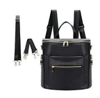 Nova Mart PU leather diaper backpack with changing pad and insulated pockets, stylish and functional for parents on the go.