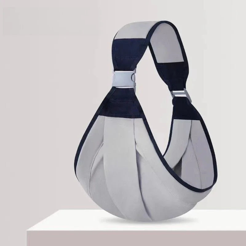 Ergonomic Nova Mart baby ring sling carrier, multifunctional wrap with adjustable fabric for comfortable baby carrying.