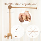 Baby wooden crib mobile with cloud-shaped hanging rattle toy and bracket, designed for Nova Mart baby mobiles.