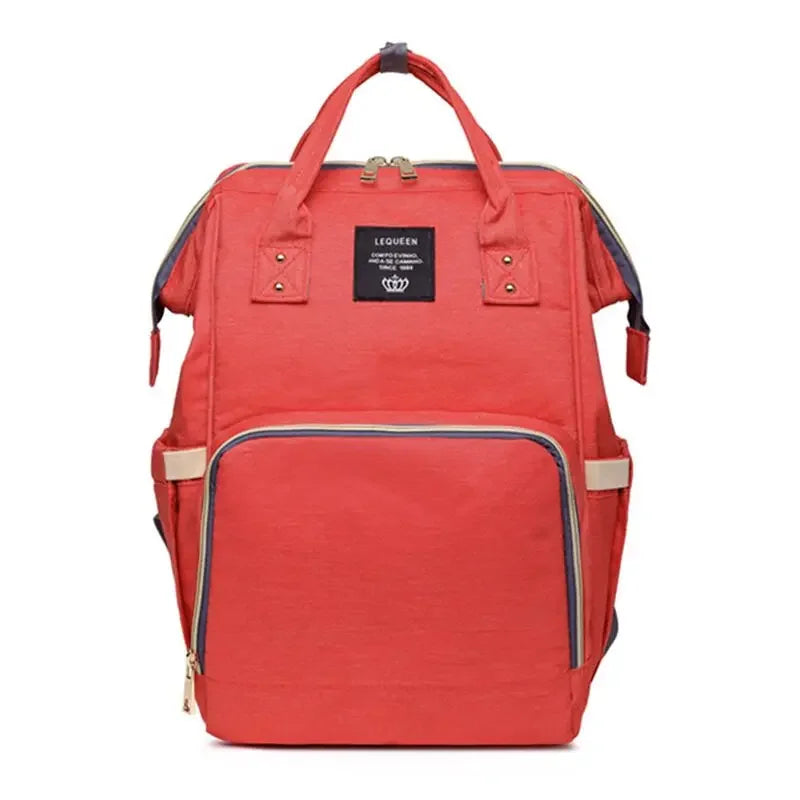 Large capacity Lequeen mummy diaper bag backpack by Nova Mart with multiple compartments, ideal for travel and baby essentials.