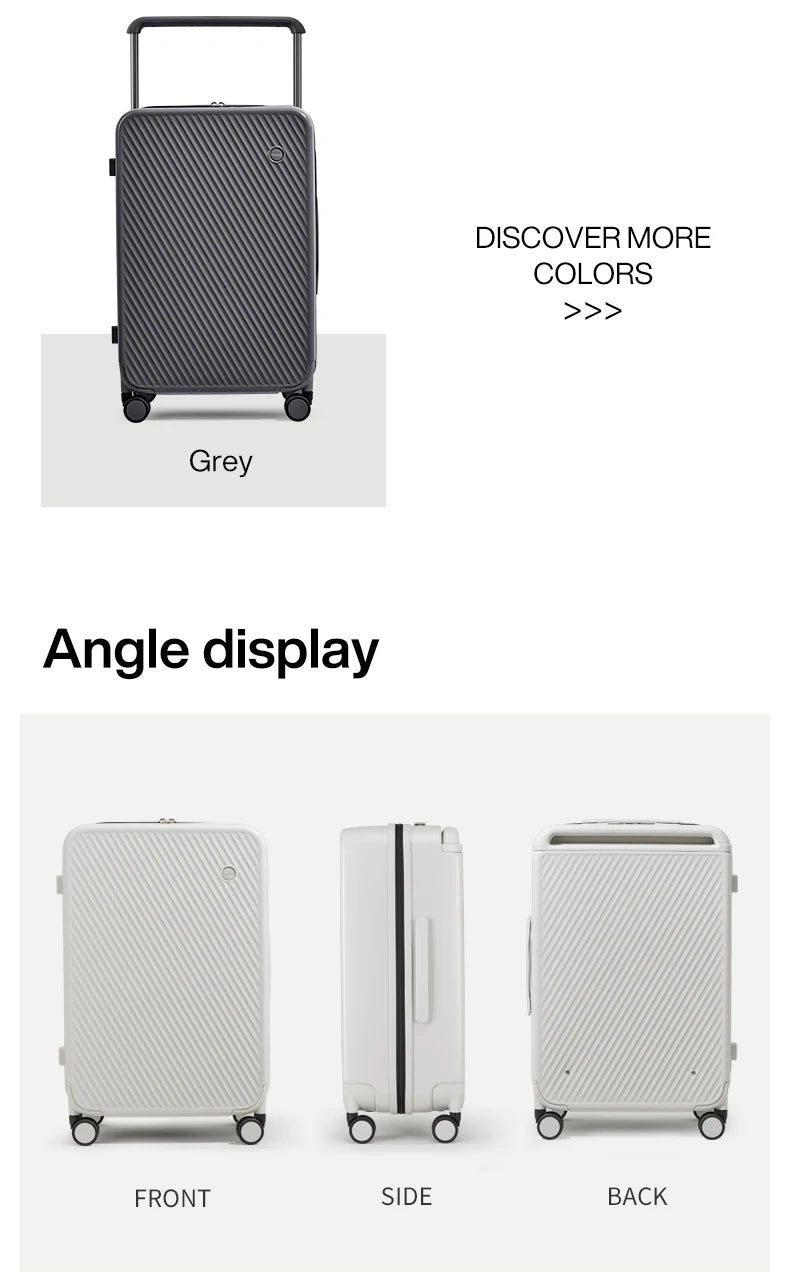 Nova Mart Mixi Wide Handle Hardside Suitcase with patent design, durable luggage with spacious interior and sturdy wheels.