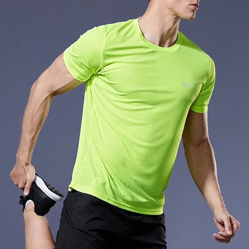 Men's high elastic ice silk T-shirt by Nova Mart, quick-dry fabric, shown in a sleek, fitted design with smooth, breathable material.