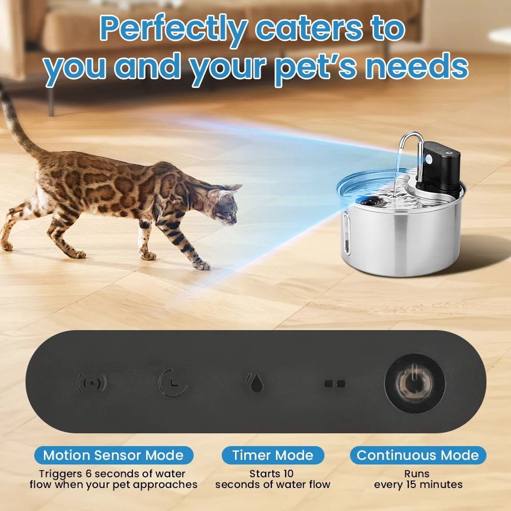 3.5L Stainless Steel Cat Sensor Water with wireless smart technology