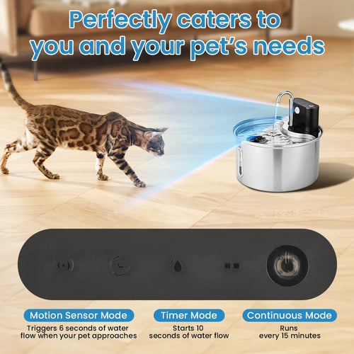 3.5L Stainless Steel Cat Sensor Water – Wireless Smart