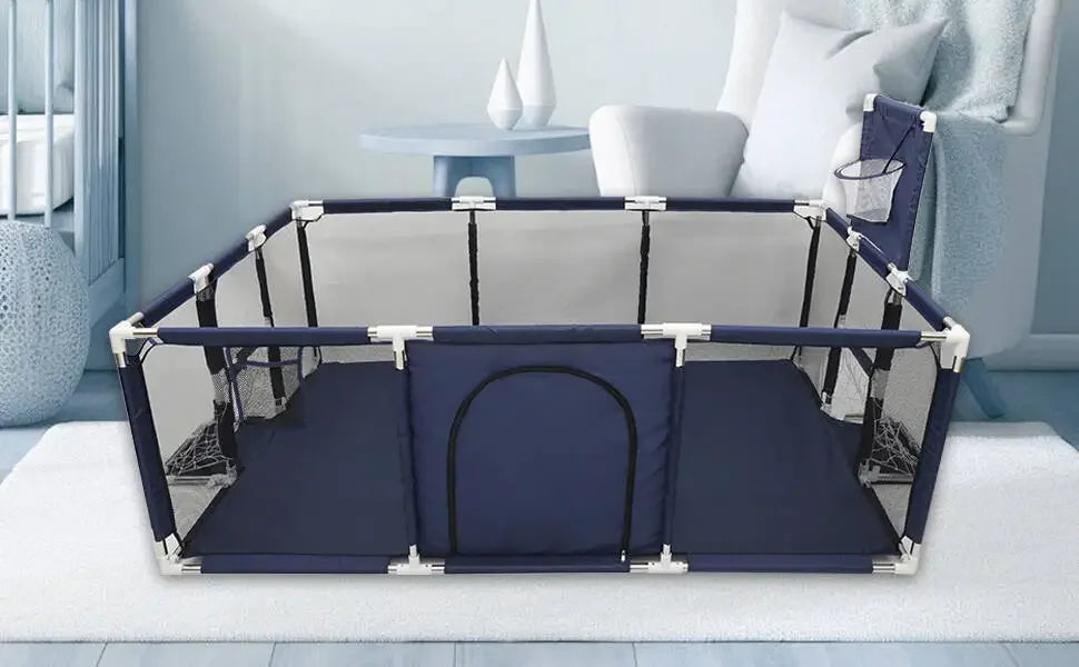 Large waterproof baby playpen by Nova Mart with safety barrier fence, ideal for indoor use and child-proof play area.