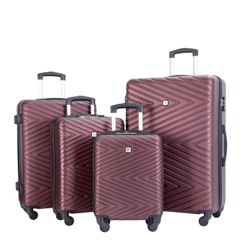 Travelhouse 4-piece ABS luggage set by Nova Mart with TSA locks, featuring sleek suitcases for travel and storage.