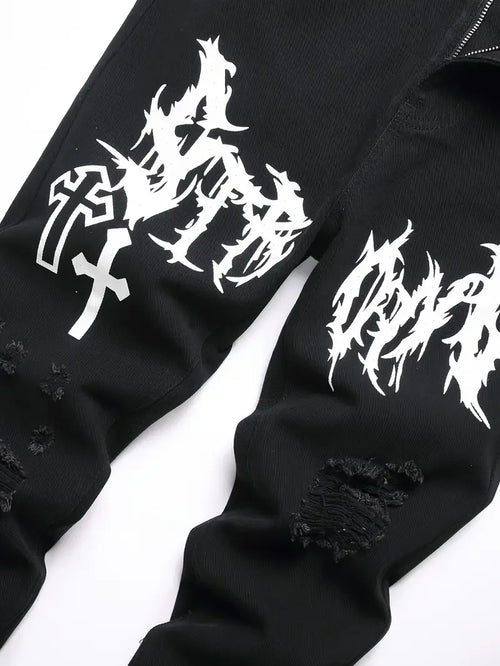 Men's Street Paint Printed Jeans – Bold
