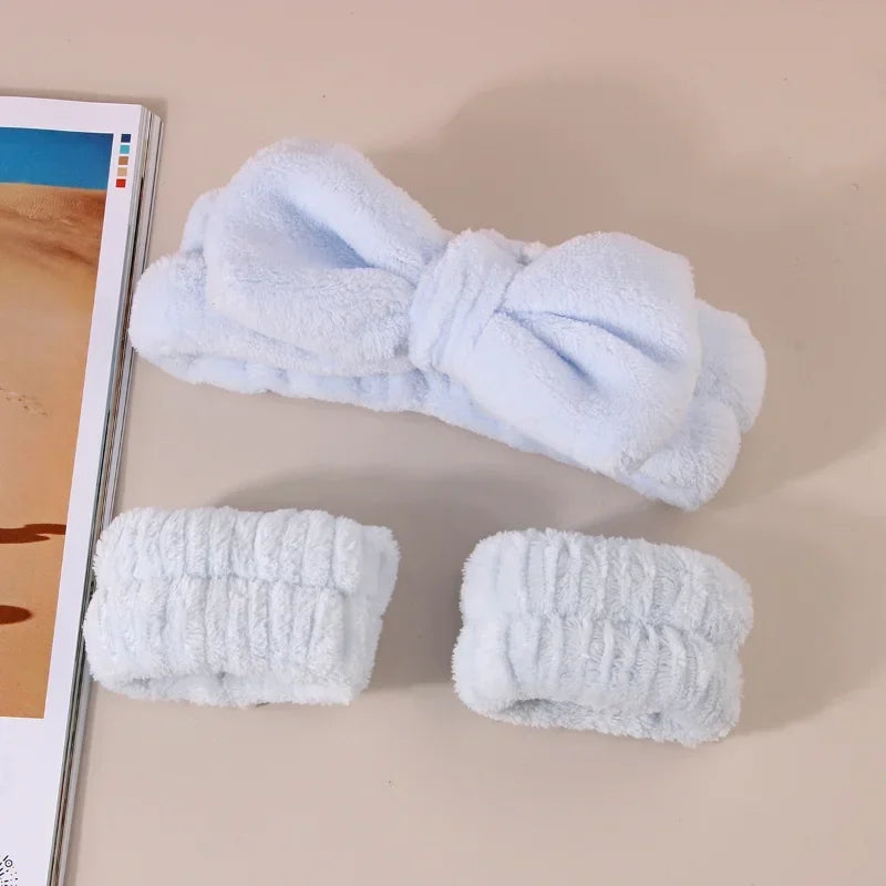 Spa Headband Wrist Towels Face Washing – Elastic Bow Highly Absorbent - Image 7