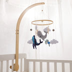 Wooden crochet star baby crib mobile with bell rattle toy, Nova Mart baby toy for crib decoration and entertainment