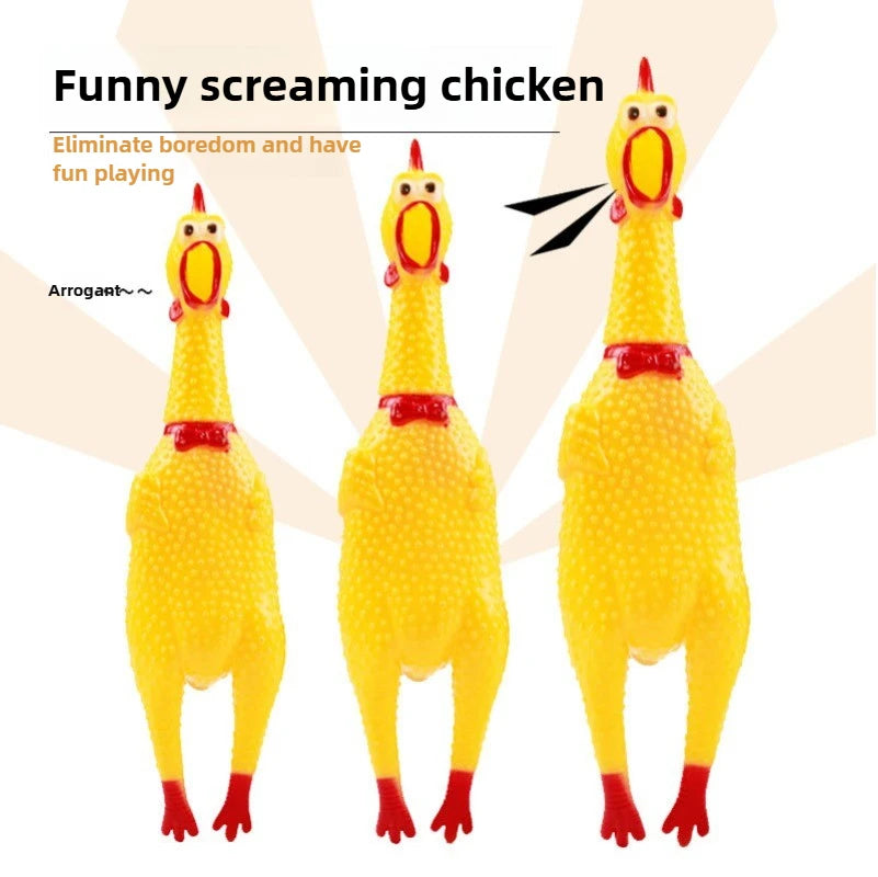 Squeaky Screaming Chicken Pet Toy Funny Molar Chew Rubber Toy Small Large DogPet Squeaker Chew Toys Funny Chicken Puppy1pcs - Image 2