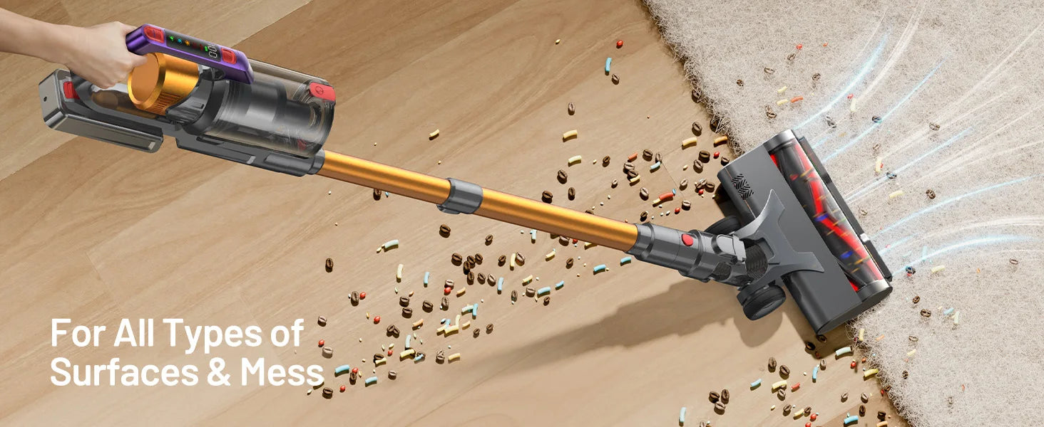 Nova Mart Kissof S17 Pro cordless vacuum cleaner with 550W power, 55Kpa suction, and 60-minute runtime, shown in the image.