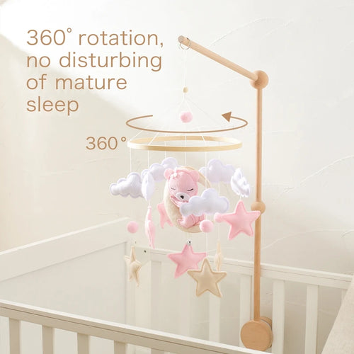 Wooden Baby Mobile & Crib Bell Rattle – Music Box 0-12 Months