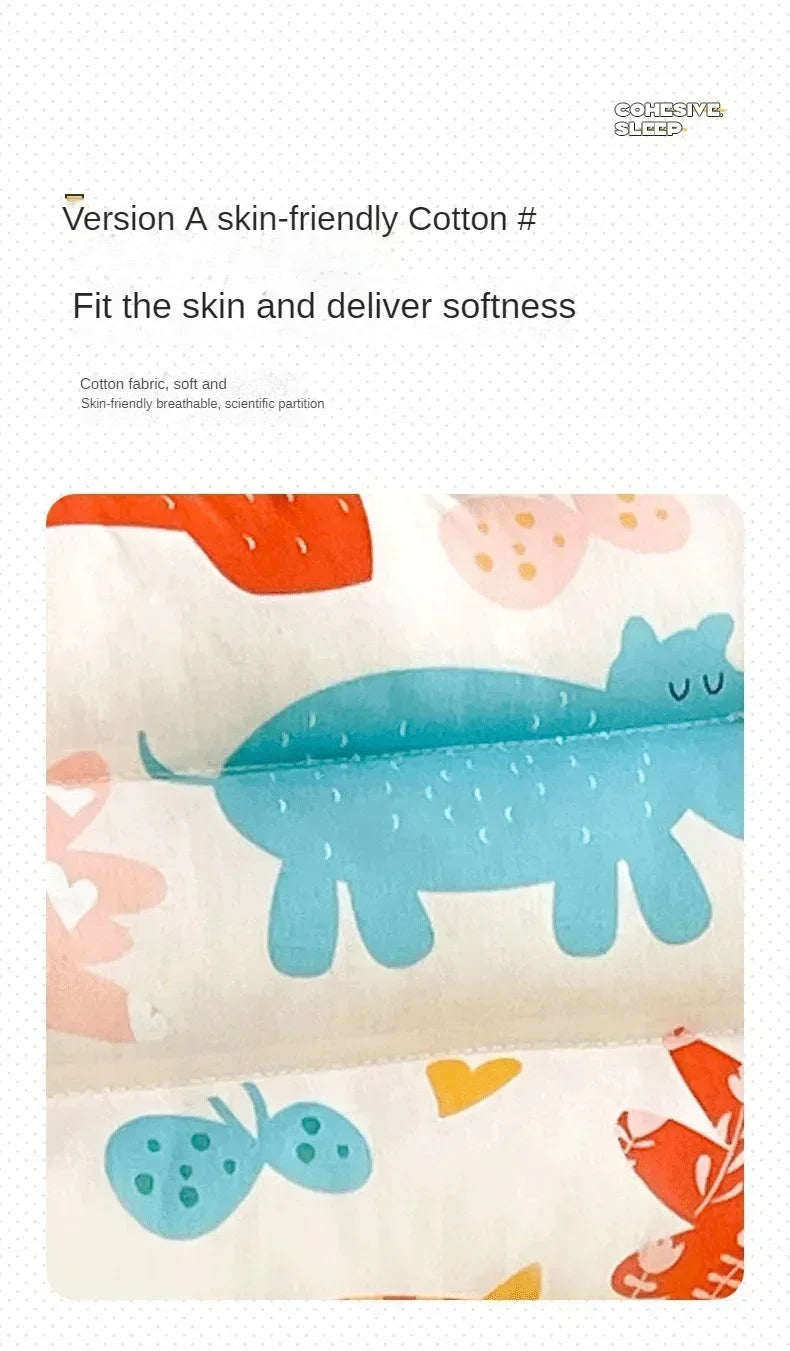 Soft cotton baby sleep pillow with cartoon design from Nova Mart, removable and washable bedding for infants.