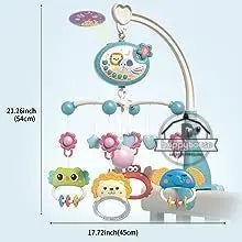 Nova Mart baby crib mobile with lights, music, and projection, featuring remote control for soothing nighttime entertainment.