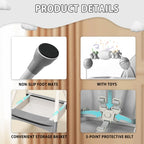 Foldable Nova Mart baby high chair with antislip pad and toy rack, showcasing its compact design and safety features.