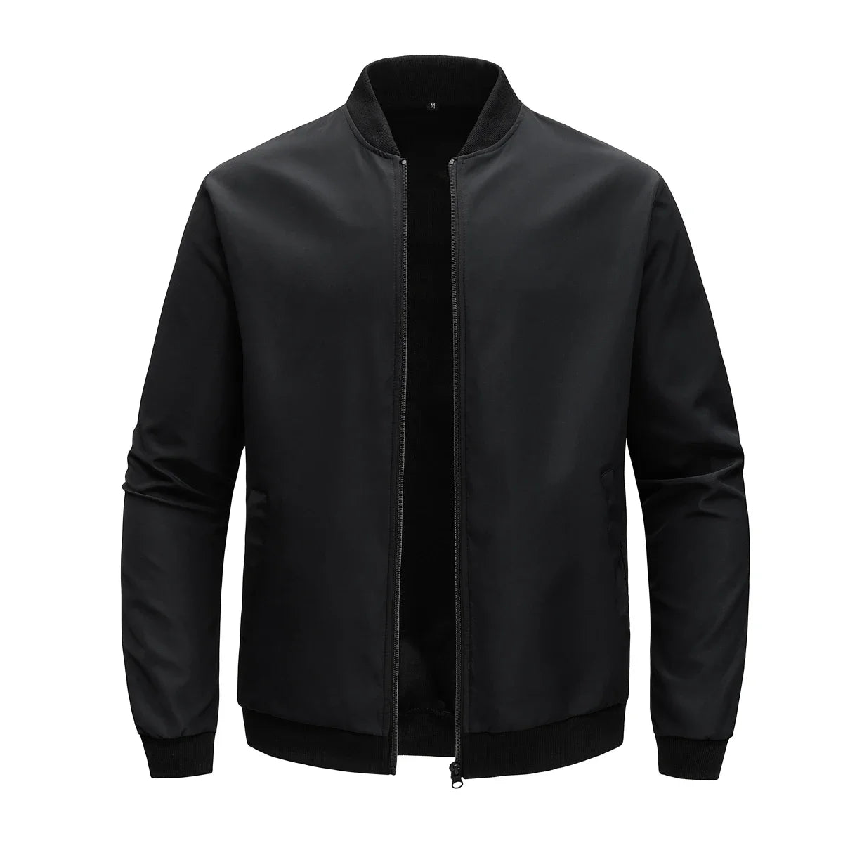 Men's loose solid color jacket with baseball collar by Nova Mart, featuring casual fit and simple design.