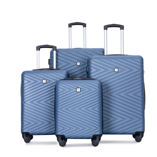 Nova Mart Travelhouse 4-piece ABS luggage set with TSA locks, featuring sleek suitcases in various sizes for travel convenience.