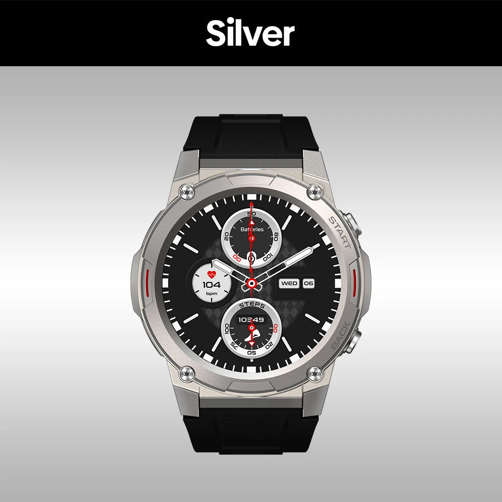 Smartwatch Zeblaze Vibe 7 Pro with AMOLED display, Hi-Fi call features, and military-grade build, displayed on a wrist.