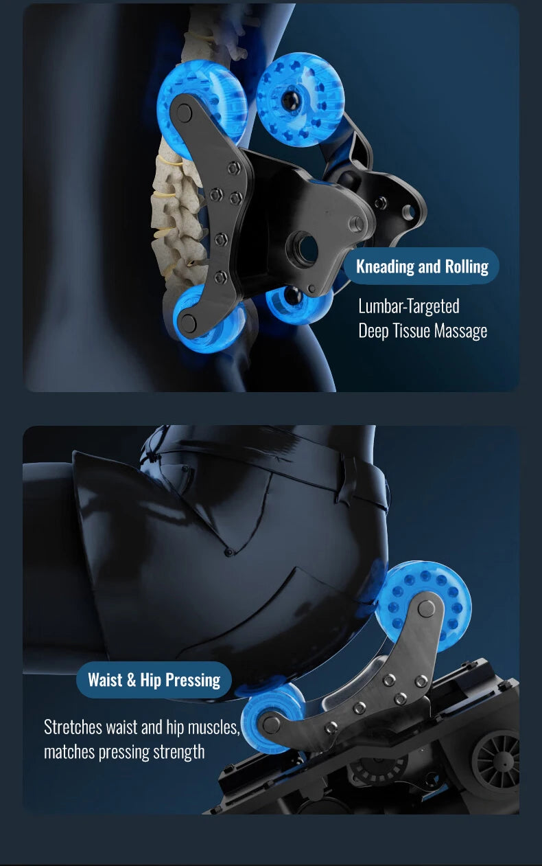 Nova Mart 4D Zero Gravity Massage Chair with voice control and Bluetooth features, showcasing its sleek design and control panel.