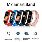 Nova Mart M7 Smart Band with heart rate monitor, fitness tracking, and customizable dials on a sleek smart watch display.