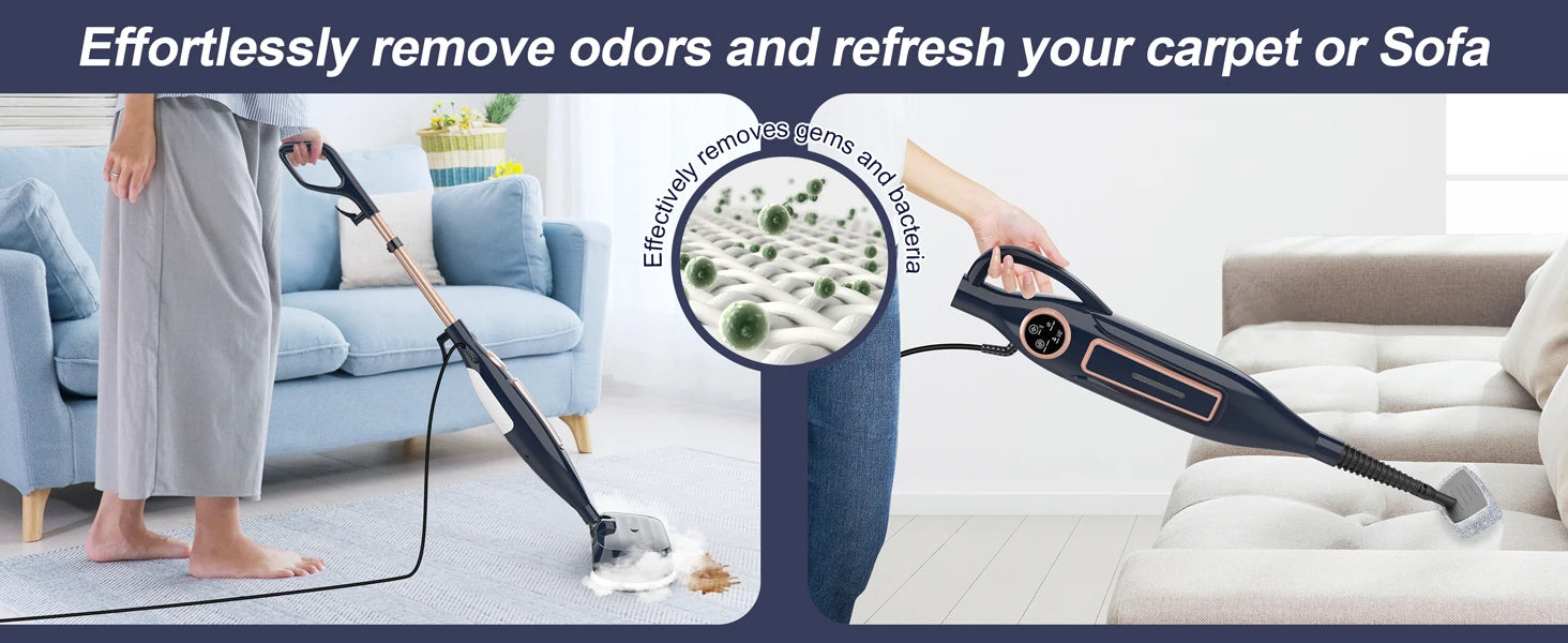 Nova Mart 10-in-1 Steam Mop Cleaner 1300W with rotating pad for deep cleaning and sanitizing hard floors.