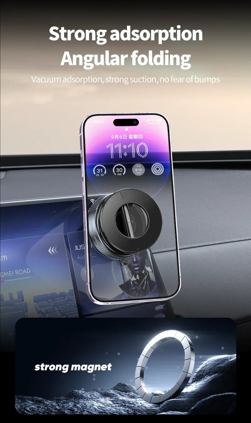 Rotating Folding Magnetic Phone Holder Vacuum Suction Mag Stand for Car Navigation Gym Kitchen - Universal GPS Streaming Bracket - Image 9
