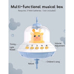 Baby crib mobile with lights, music, and projection from Nova Mart, featuring colorful toys and a remote control for soothing entertainment.