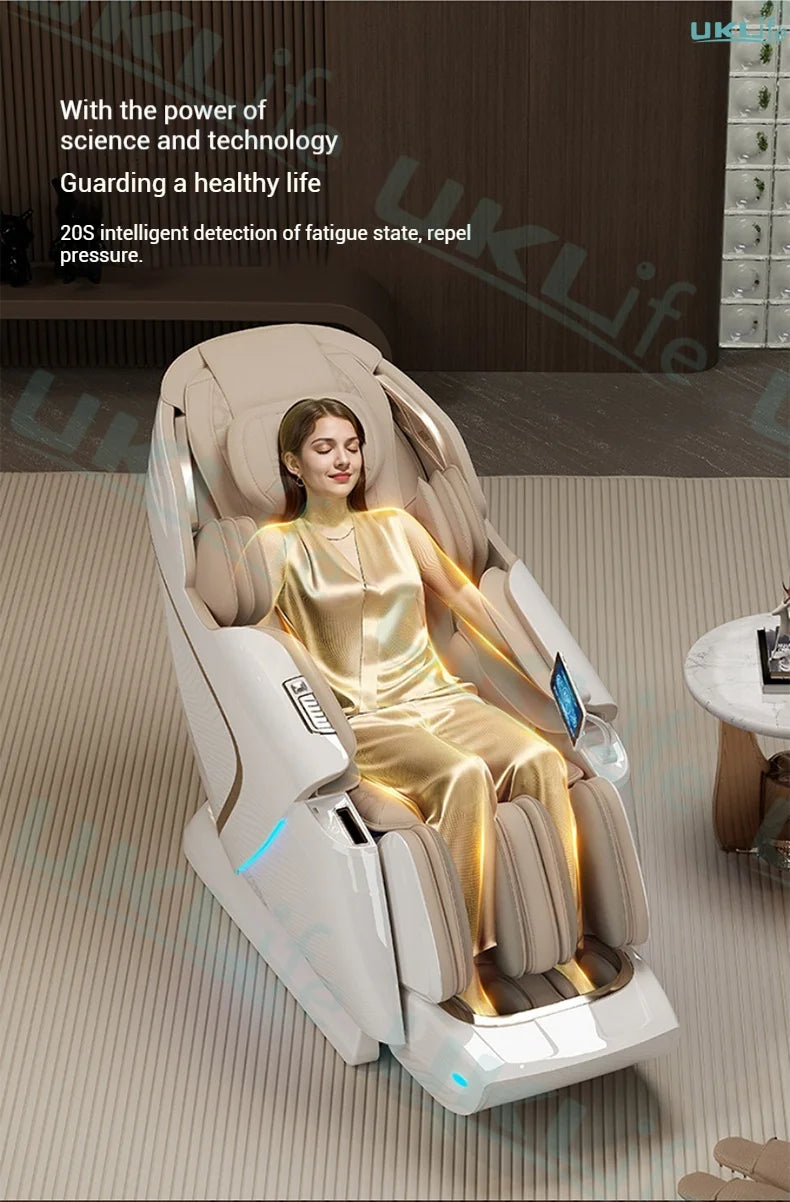 Nova Mart 4D SL-Track Zero Gravity Full Body Massage Chair showing padded seat, armrests, and sleek design for relaxation.