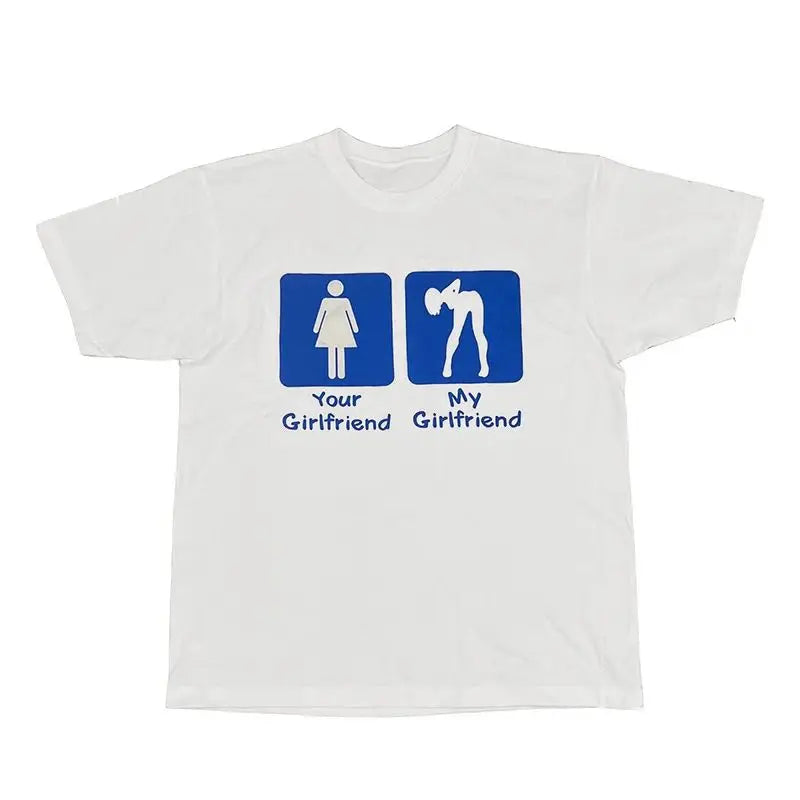 Men's oversized cotton T-shirt from Nova Mart featuring a funny meme design with the text "I Love My Girlfriend."