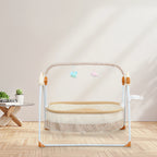 Electric baby cradle by Nova Mart with music, remote control, foldable bassinet, designed for comfortable soothing and easy portability.