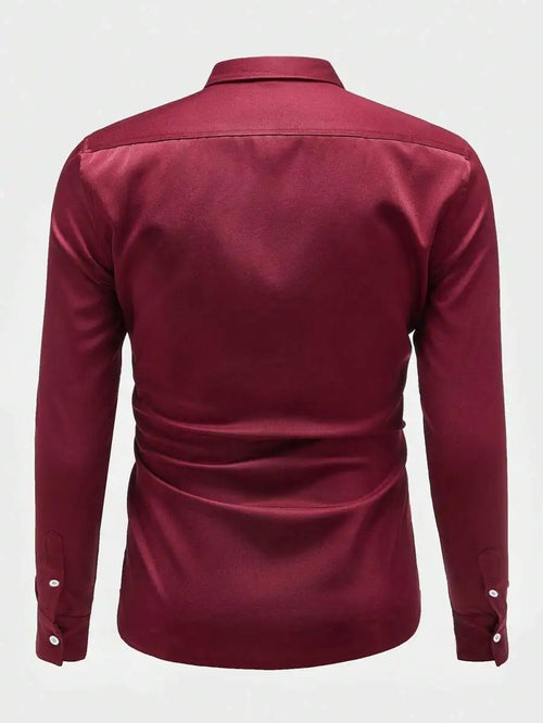 Men's Solid Satin Casual Shirt – Long