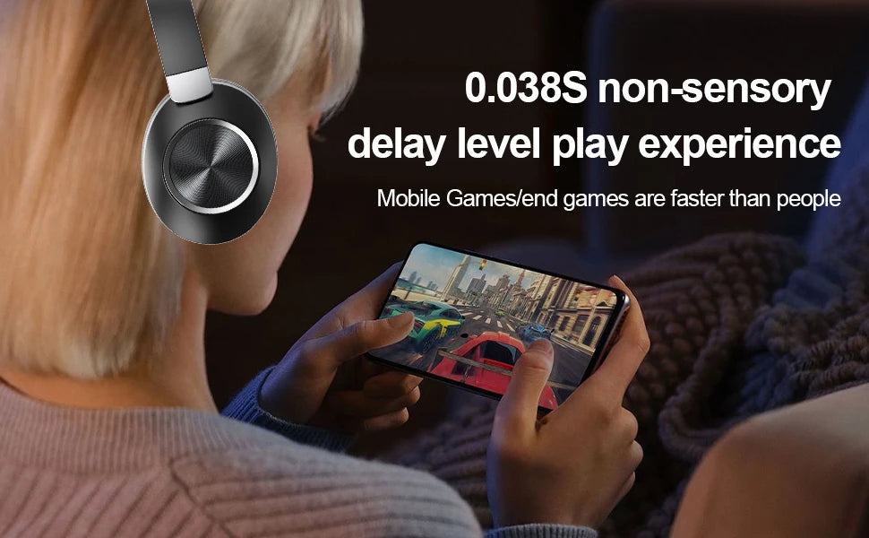 Wireless Bluetooth headset by Nova Mart with ANC, stereo sound, and 60-hour playback, shown with earphones.
