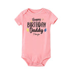 Baby boy romper by Nova Mart featuring a "Happy Birthday Daddy" print, short sleeve summer bodysuit for special occasions.
