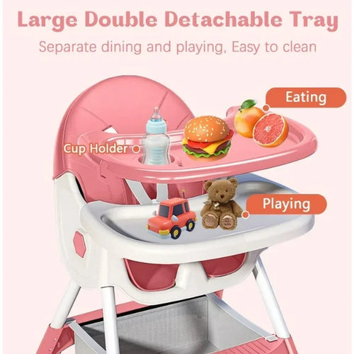 4-in-1 Foldable Baby High Chair – 7 Height Adjustments