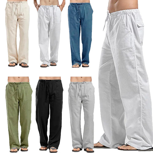 Men's Cotton Linen Pants – Elastic Waist