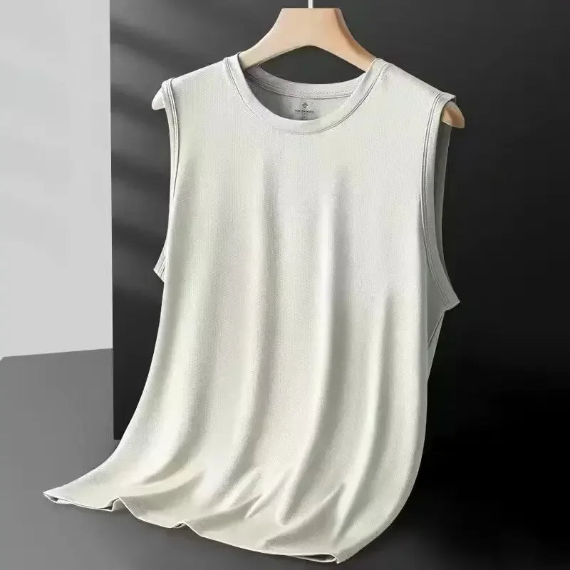 Men's ice silk mesh vest by Nova Mart, sleeveless summer top with breathable, lightweight fabric and stylish design.