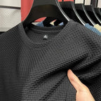 Men's slim fit bamboo ice silk mesh T-shirt by Nova Mart, showcasing breathable fabric and modern design.