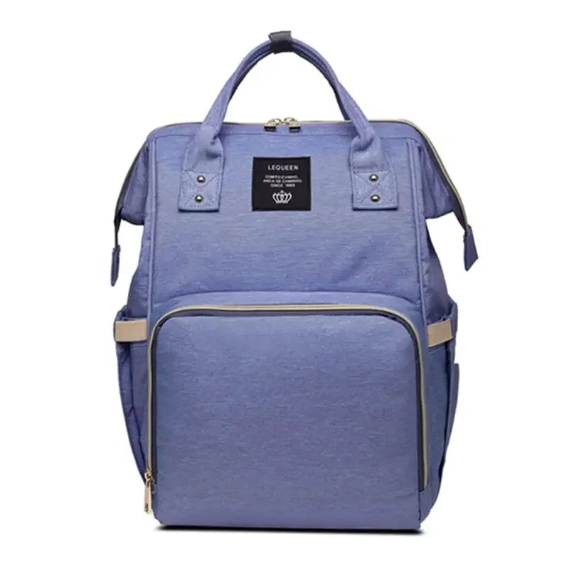 Large capacity Lequeen mummy diaper bag backpack by Nova Mart with multiple compartments for travel and baby essentials.