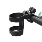 Universal baby stroller cup holder by Nova Mart, showing a flexible drink rack attached to a stroller frame.