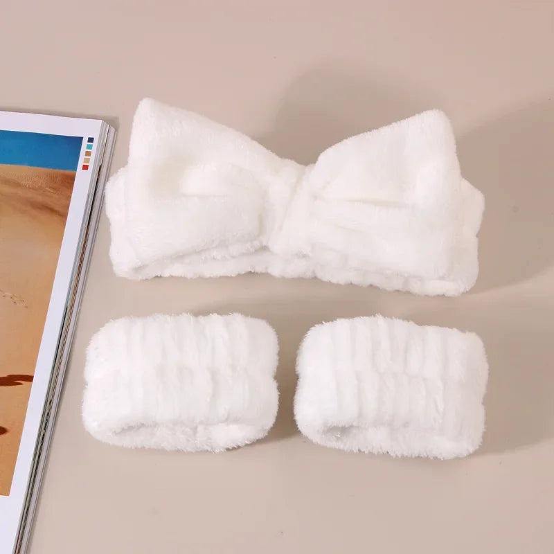 Spa Headband Wrist Towels Face Washing – Elastic Bow Highly Absorbent - Image 10