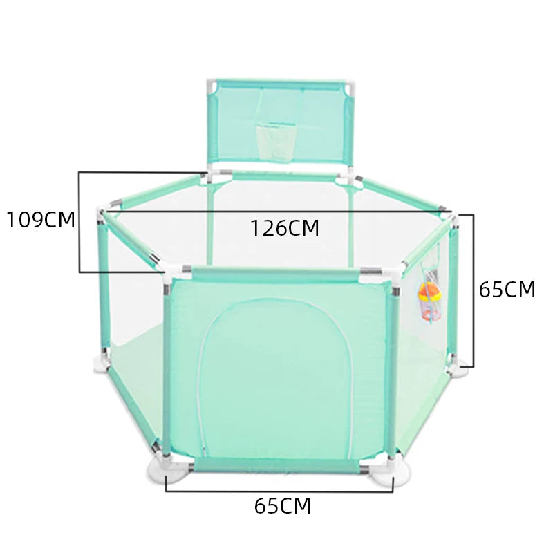 Nova Mart safety baby playpen with basketball frame, indoor kids playground for safe and fun play area.