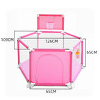 Baby safety playpen by Nova Mart with basketball frame, indoor kids playground enclosure, soft padded sides, and secure door.