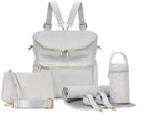Nova Mart PU leather diaper backpack with changing pad and insulated pockets, stylish and functional for moms.