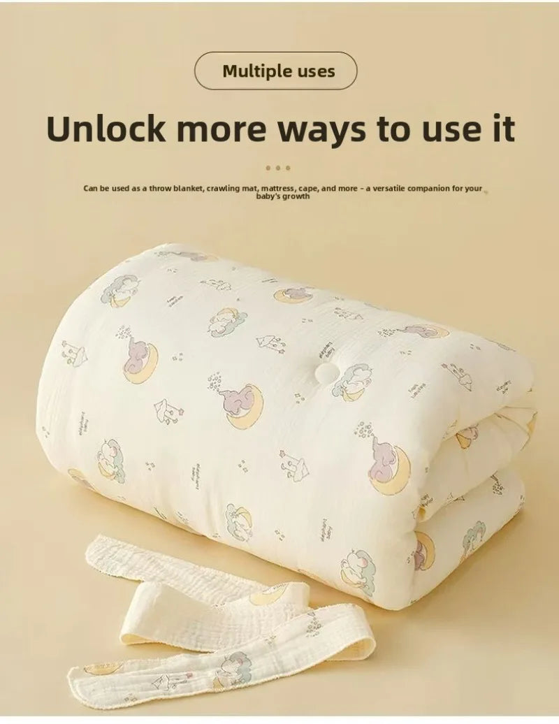 Soft cotton newborn swaddle blanket with bunny ears from Nova Mart, perfect for hospital wraps and baby cuddles.